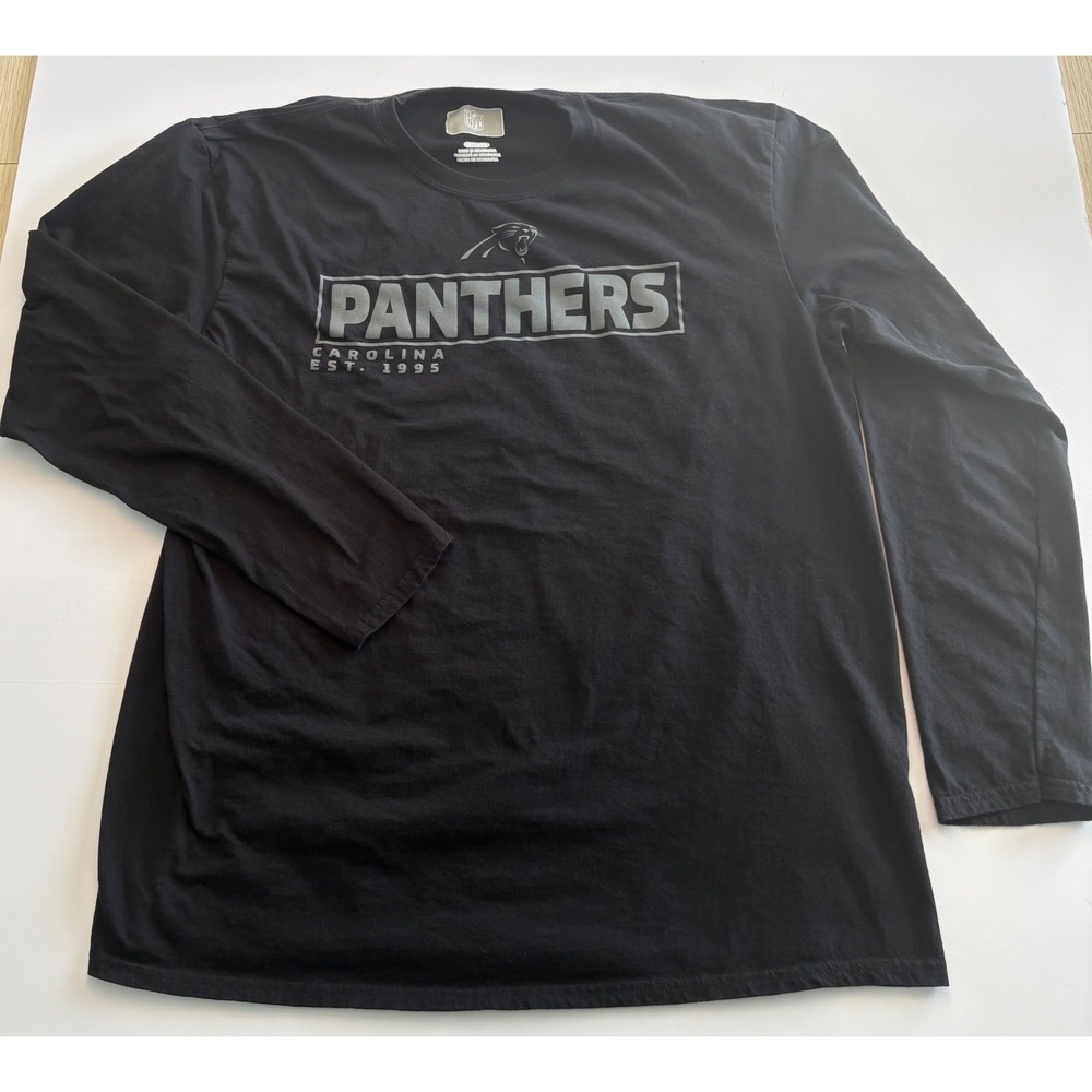 NFL Carolina Panthers T-Shirt Mens XL Black Long Sleeve Est 1995 Graphic Tee
